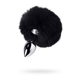 Silver Metal Anal Plug Small (Black Faux Fur) – Small Butt Plug Tails
